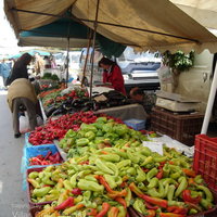 Cooking in Crete - peppers at the market