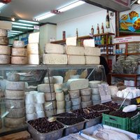 Cooking on Crete - cheeses in the market